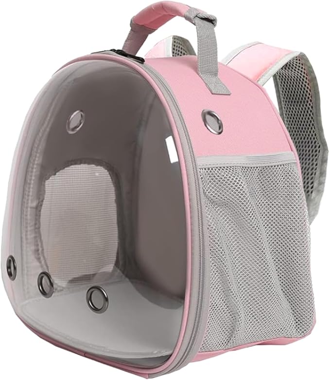 Guinea Pig Carrier, Clear Bubble Window for Guinea Pig, Bunny Rat Bird (Pink, Backpack)
