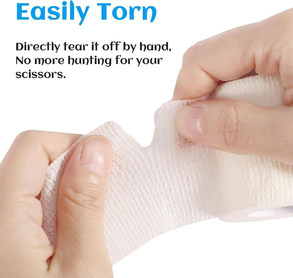 36 Rolls Elastic Self Adhesive Bandage Wrap 2 Inch, Breathable Non Woven Cohesive Bandage, Vet Wrap for Dogs, Ankle Sprains Swelling Medical First Aid Tape, Sports Athletic Tape White