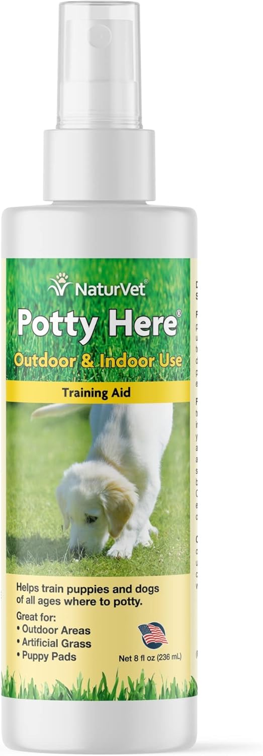 NaturVet – Potty Here Training Aid Spray | Attractive Scent Helps Train Puppies & Dogs Where to Potty | Formulated for Indoor & Outdoor Use | 8 oz