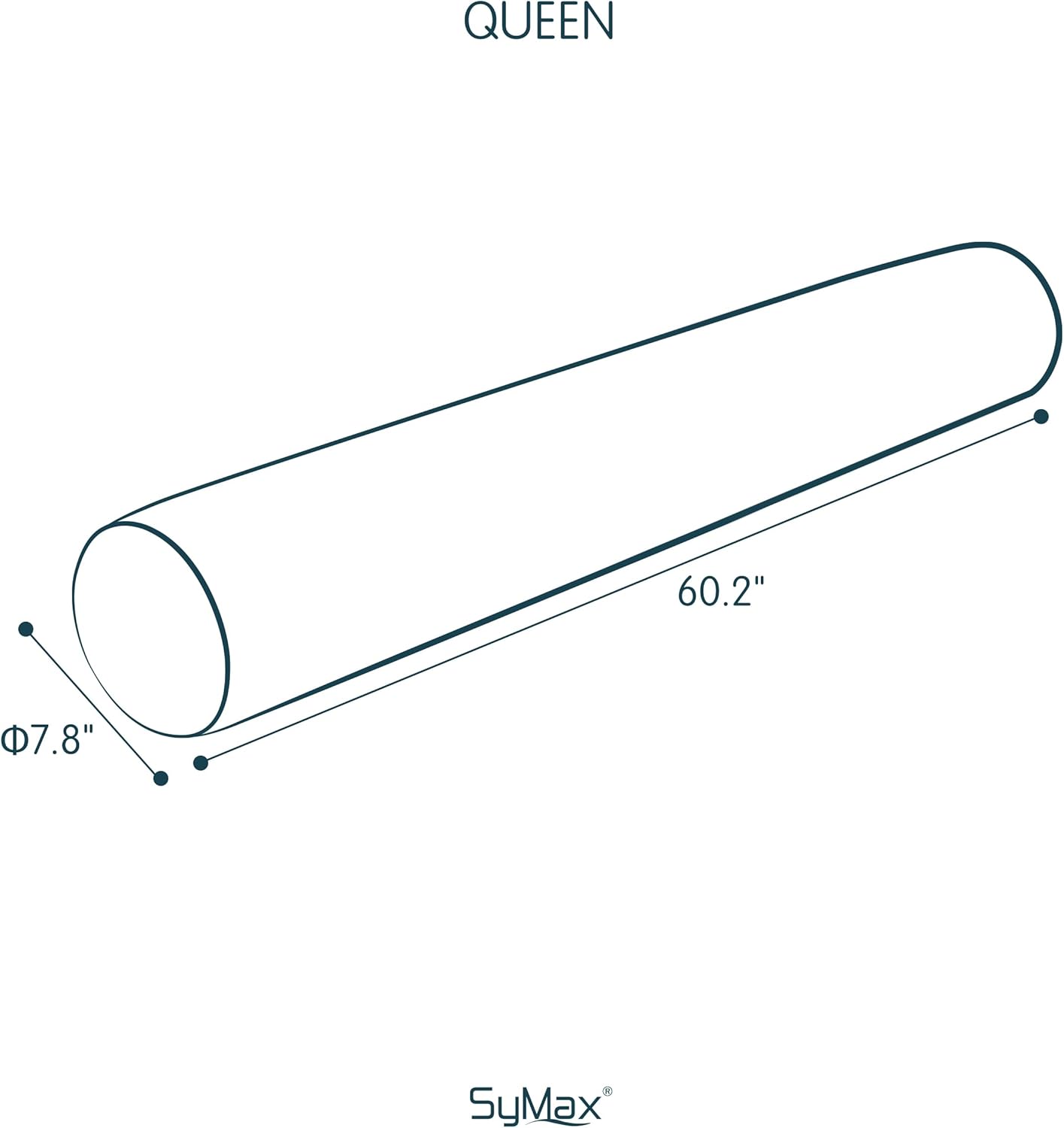 SyMax 7.8"x60" Body Pillow for Queen Bed, Bolster w/Removable Polyester Cover, Headboard Gap Filler Pillow, Light Grey