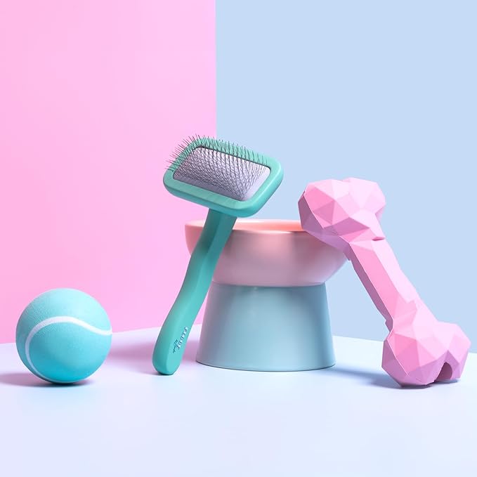 Floof by Brodie Dog Grooming Slicker Wire Brush: Designed for Long Haired Dog Breeds - Dematting and Deshedding, Comfortable and Easy to Use, Ergonomic Handle - Small (Teal, Small)