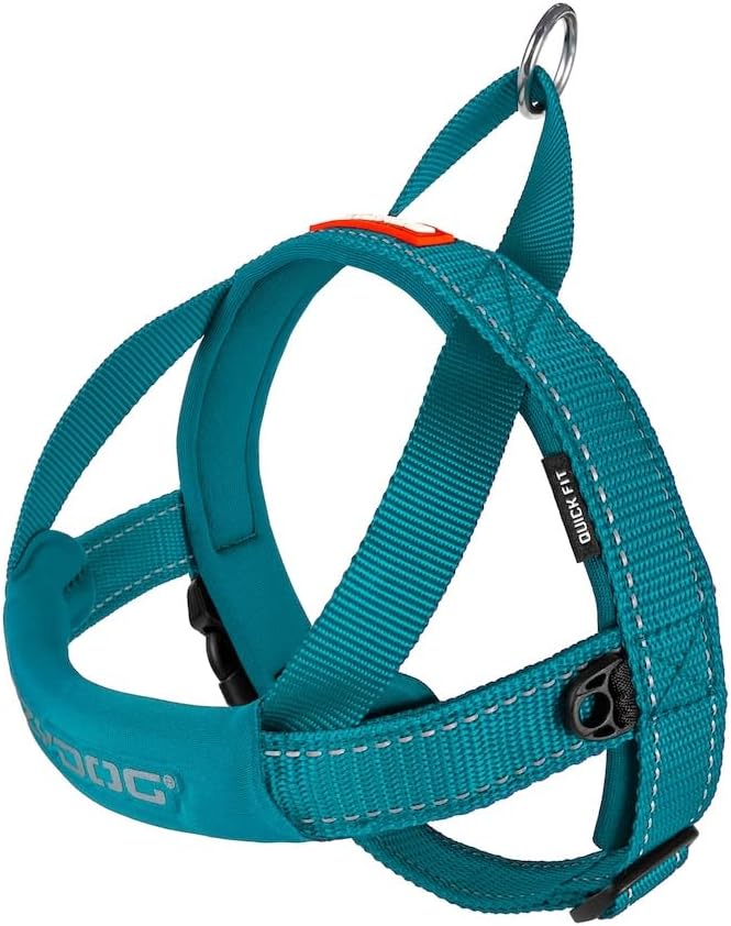 EzyDog Quick Fit Dog Harness – No Pull Harness for Training, Everyday Walking, and Easy Control - Adjustable Fit, Reflective, and Padded (X-Large, Teal)