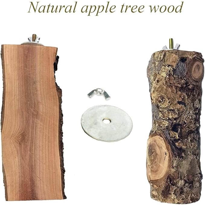 Hamiledyi Wood Bird Perch,Natural Wooden Stand Platform Parrot Cage Accessories for Budgie Conure Parrot Parakeet Cockatiel Lovebird(4 Pcs)