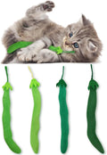CiyvoLyeen Catnip Toy, Green Bean Cat Toys Kitten Supplies Interactive Kicker Vegetables Vegan Dental Health Teething Chew Gift for Cat Lovers Indoor 4PCS
