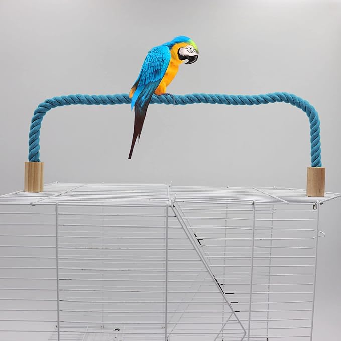 2 Pack Bird Rope Perch & Swing, Bird Cage Stand Pole Accessories, Climbing Toy for Parrot, Parakeet, Budgies, Cockatiels & Lovebirds (39.37"/100 cm)