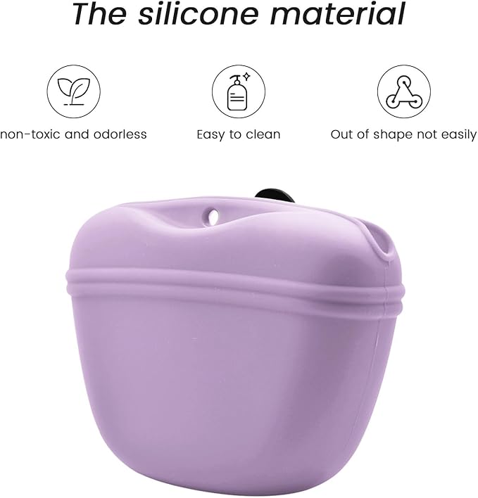 AUDWUD Silicone Dog Treat Pouch,With Dog Training Clicker,Clip on Portable Training Container,Convenient Magnetic Buckle Closing and Waist Clip