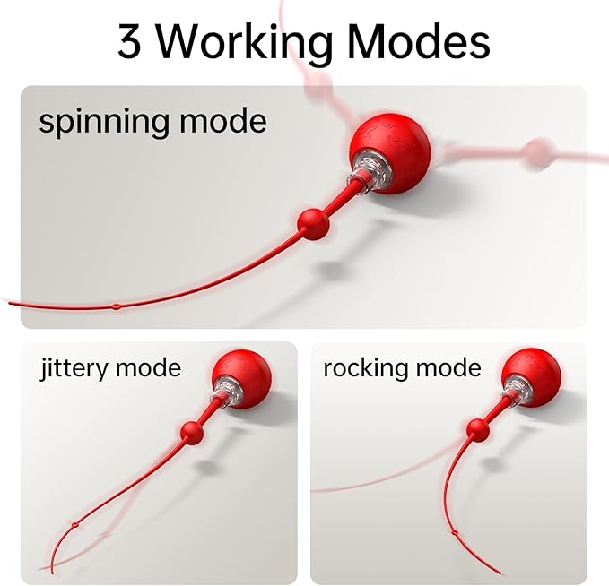 Interactive Cat Toy for Indoor Cats,Automatic Electric Self Rotating Ball with Chirping, Led Light and Long Tail for Motion Activated, Smart Spinning Ball for Fun Exercise, Red