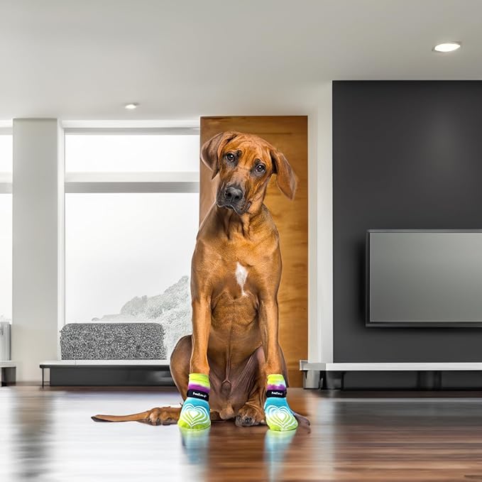 Medical Therapeutic Double Sided Non-Slip Cotton Dog Socks | PawFlex Comfy Pawz Silicone Grip on Inner Cuff No Twisting or Sliding Off | Senior & Disabled Dog Traction Control |Pet Paw Protection