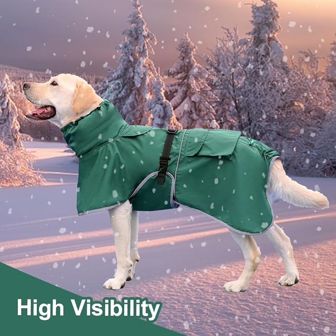 Reflective Dog Raincoat Waterproof Adjustable Dog Hooded Poncho Raincoat for Medium Large Dogs, Lightweight Pet Rain Jacket (Green, XL)
