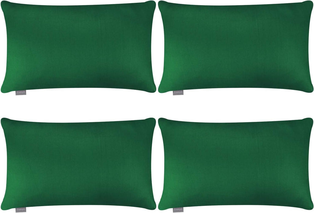 4-Pack 100% Cotton Lumbar Comfortable Solid Decorative Throw Pillow Case,Thmyo Rectangle Cushion Cover Pillowcase Sublimation Blank Pillow Covers DIY Pillow Covers(12x20inch/30x50cm, Christmas Green)
