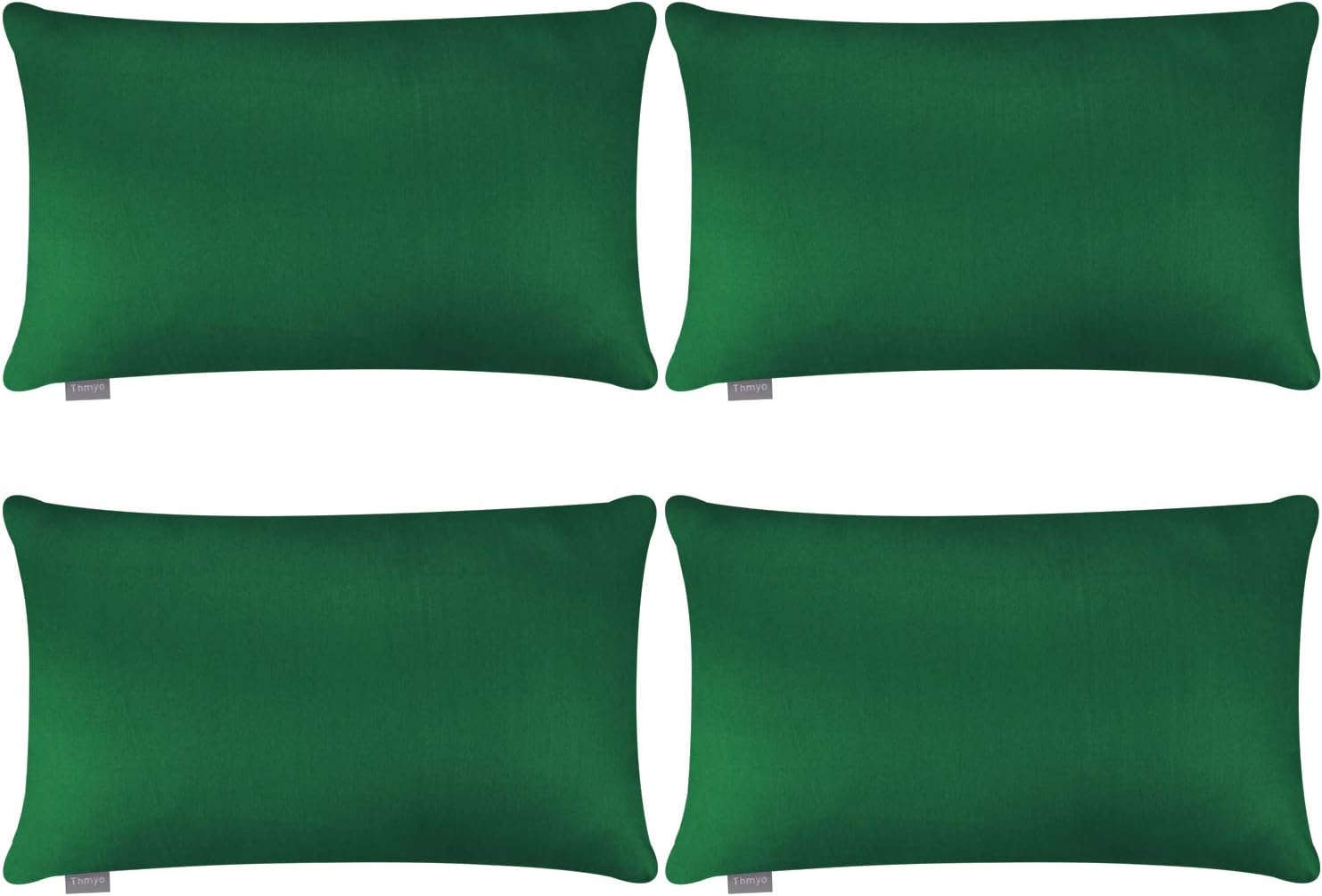 4-Pack 100% Cotton Lumbar Comfortable Solid Decorative Throw Pillow Case,Thmyo Rectangle Cushion Cover Pillowcase Sublimation Blank Pillow Covers DIY Pillow Covers(12x20inch/30x50cm, Christmas Green)