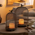 Birdcage Candle Holder Antique Metal Bird Cages Decor, Vintage Lantern Centerpiece for Wedding Home Table Decorative, Iron Candleholder Set of 2 (12.9" & 10.7")