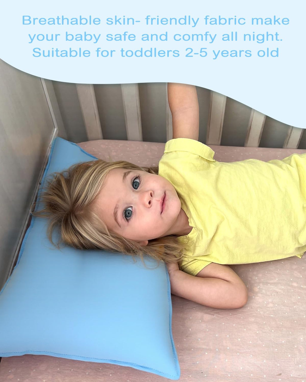 ALVABABY Toddler Pillowcases Stretchy Nylon&Spandex Soft Kids Pillow Cover 2 Pack Fit 13"x 18" or 12"x16" Envelope for Girl Boy Sleepy Travel Blue 2TPN02A