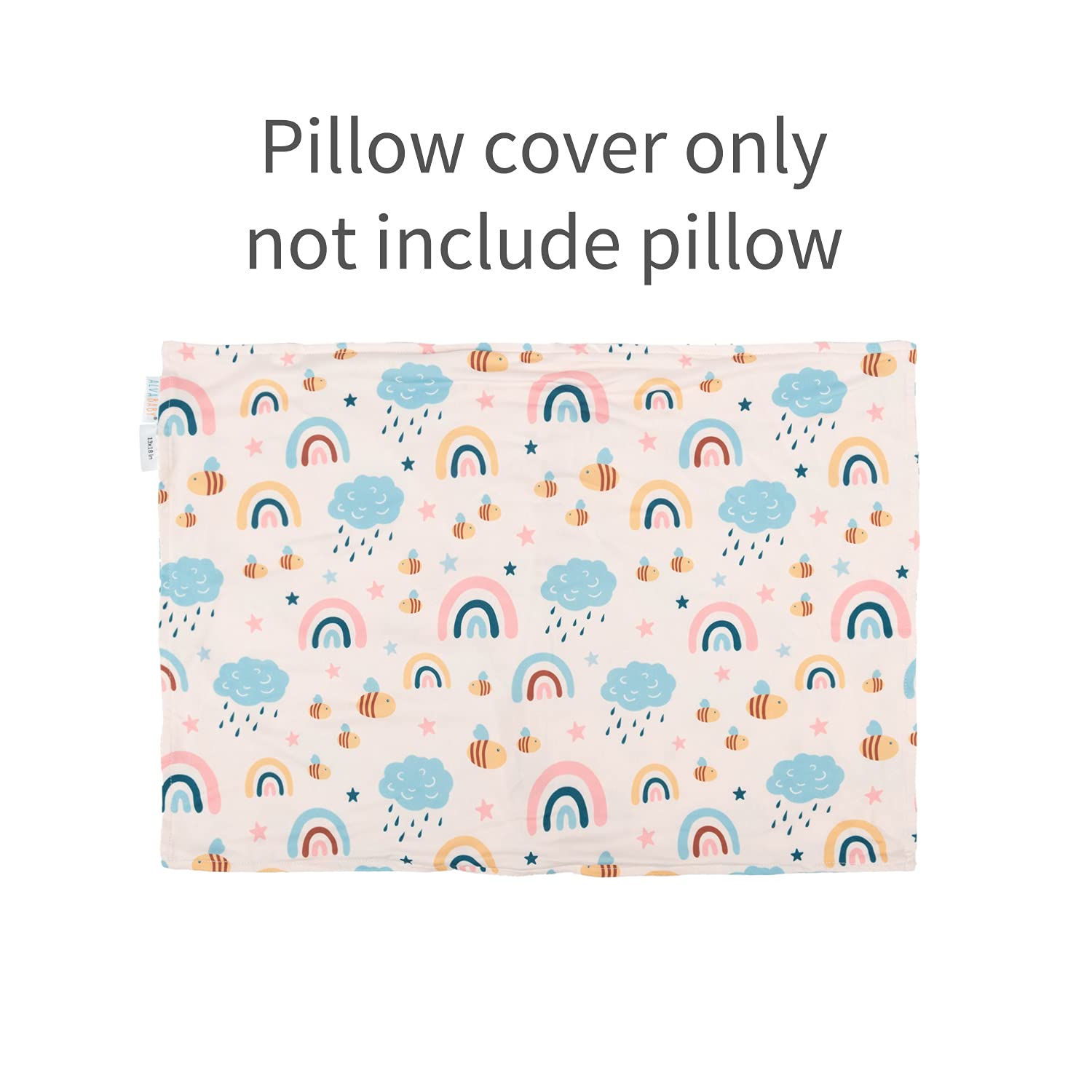 ALVABABY Toddler Pillowcases Fits 13 x 18,12x 16 Kids Pillow, 2 Pack Stretchy Soft Baby Pillow Cover Envelope Kids Pillowcases for Boys Girls Rainbow 2TPE04