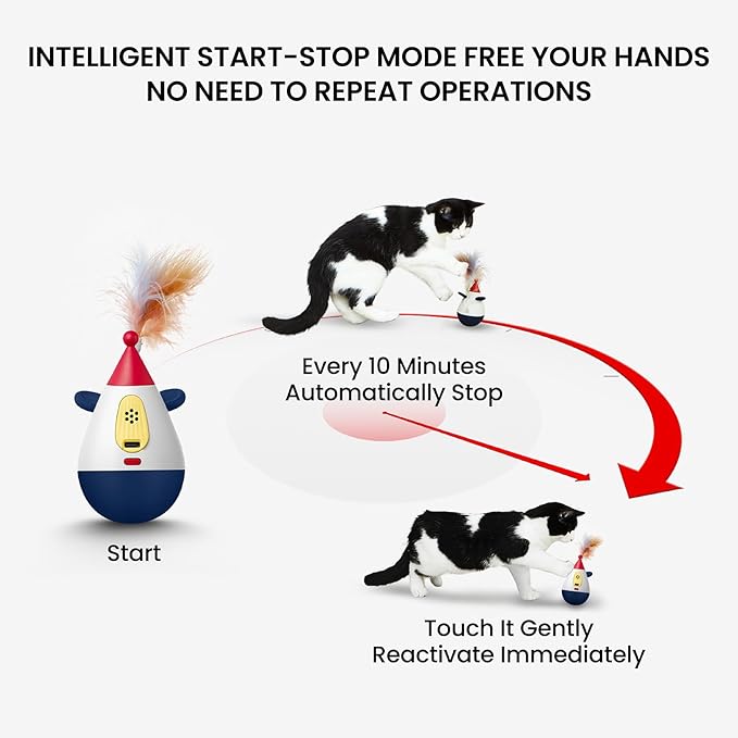 Laser Cat Toys for Indoor Cats, Automatic Interactive Cat Toy, Rechargeable 360° Auto-Spin Self-Balancing Laser Pointer with Catnip Hole & Feather, 3-Speed Random Trajectories for Bored Cats