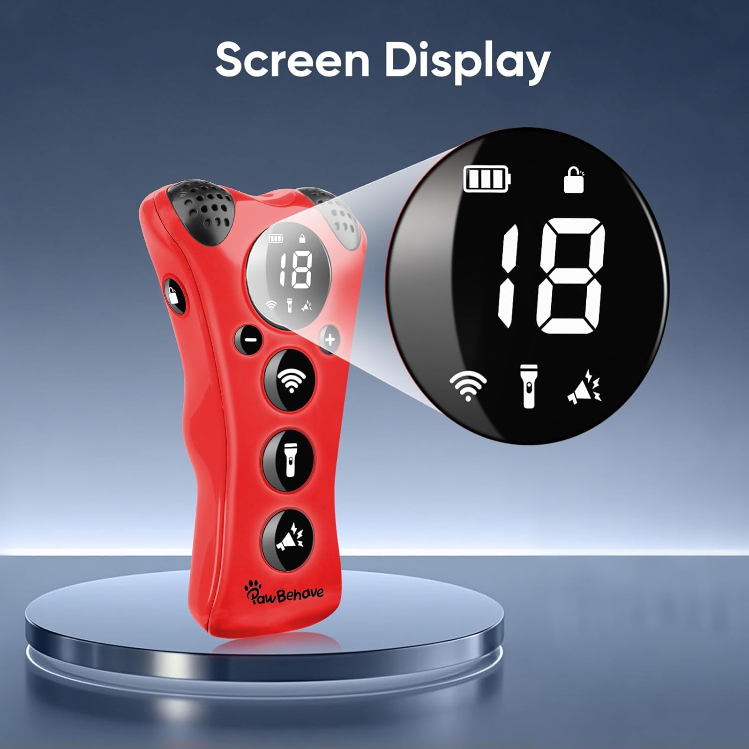 Adjustable Ultrasonic Dog Trainer–World's First Variable Frequency Pet Behavior Corrector with 10 Level Ultra Sound, 18 Dog Whistles, Anti-Bark Flashlight, Safe and Humane Deterrent (Red)