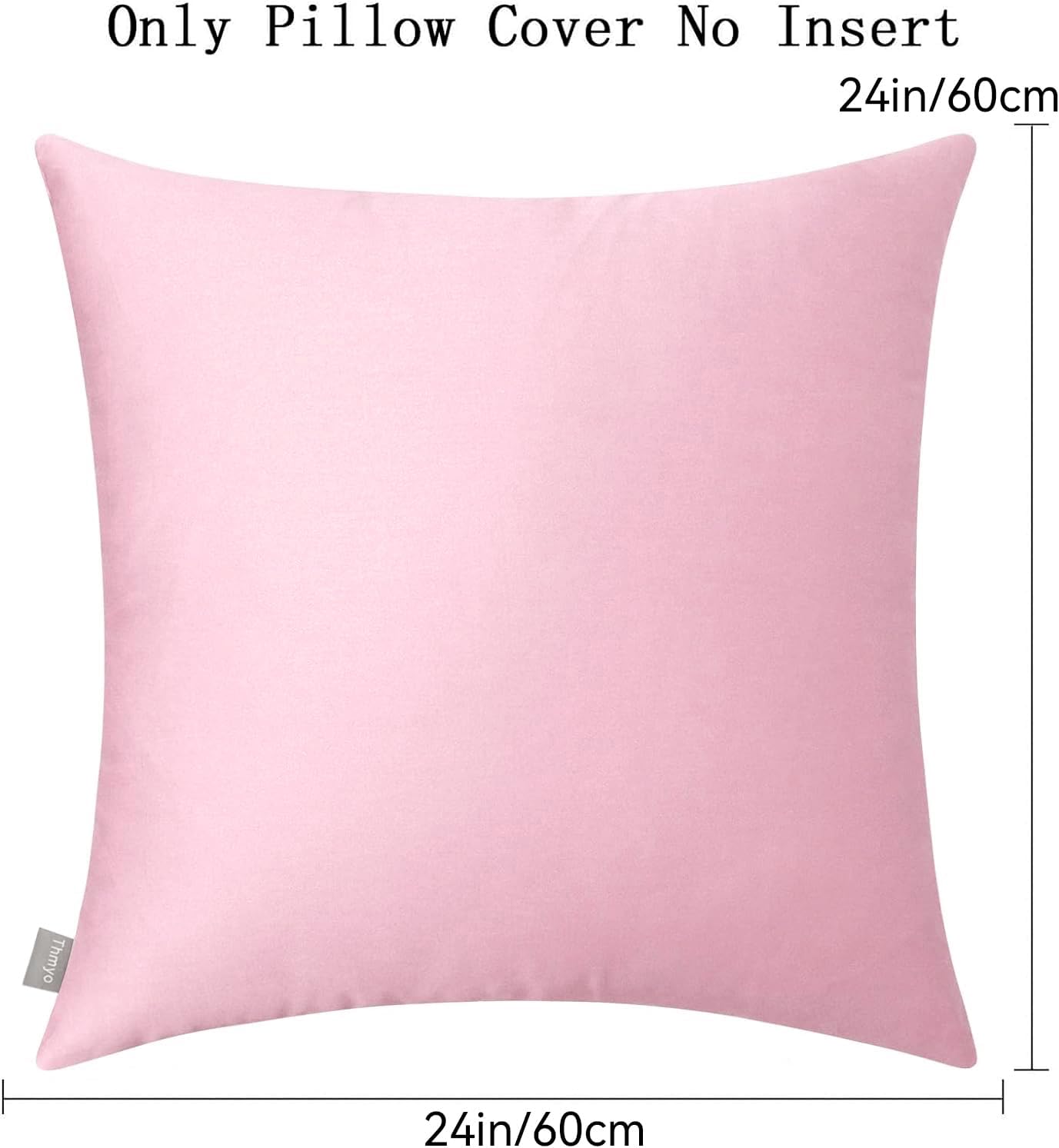 4-Pack 100% Cotton Comfortable Solid Decorative Throw Pillow Case,Thmyo Square Cushion Cover Pillowcase Sublimation Blank Pillow Covers DIY Throw Pillowcase for Sofa Bedroom(24x24 inch/ 60x60cm, Pink)