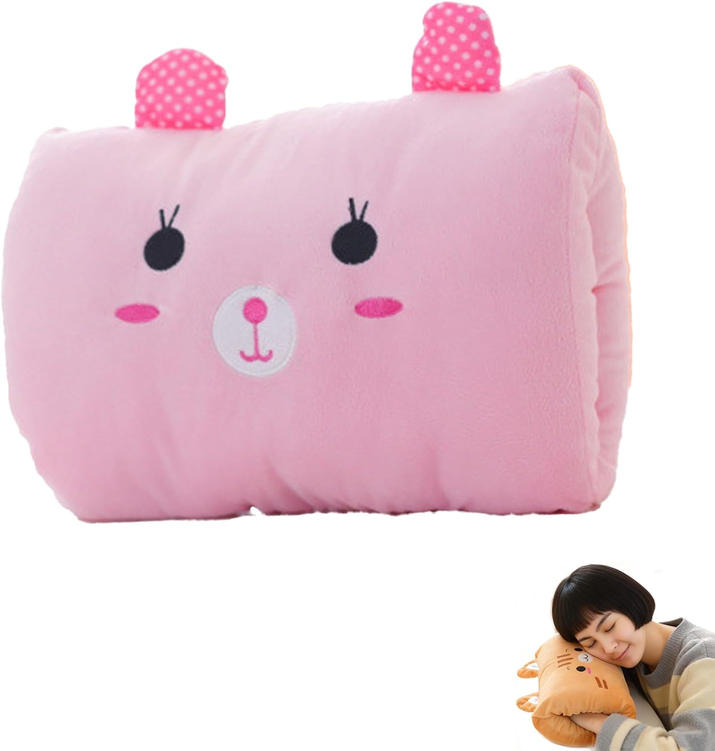 Kids Cartoon Hand Warmer Pillow, Plush Animal Doll with Arm Warmers for Children, Soft Hugging Cushion for Nap and Winter Days, Cozy Throw Pillow