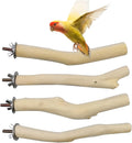 Hamiledyi 4Pcs Natural Wooden Bird Branch Wood Perch Stand Parrot Stand Stick Paw Grinding Cage Accessories for Parrots Parakeets Cockatiels Conures Lovebirds.(8x1in)