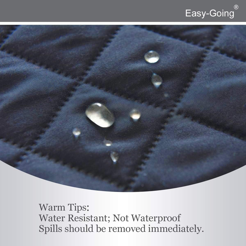 Easy-Going Reversible Loveseat Couch Cover for 2 Cushion Couch Sofa Cover for Dogs Water Resistant Furniture Protector with Foam Sticks Elastic Straps for Pet (Loveseat, Dark Blue/Light Blue)