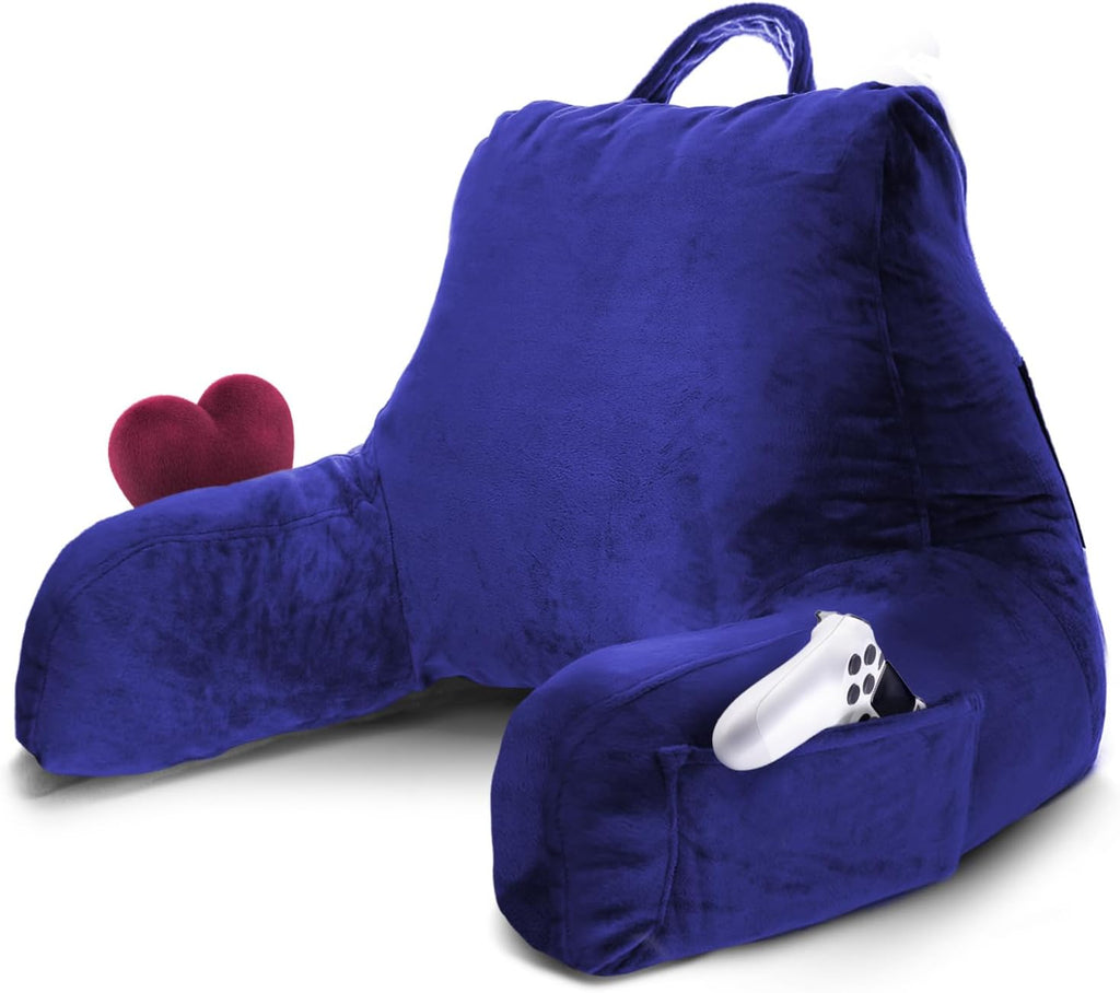 Nestl Reading Pillow for Kids & Teens with Shredded Memory Foam, Backrest Pillows for Reading, Watching, and Gaming, Use on The Couch, Bed, or Floor, Adjustable Support with Washable Cover Royal Blue