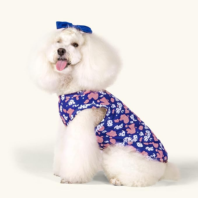CuteBone 4th of July Dog Shirts 2-Pack Soft Pet Clothes Breathable Summer Vest for Small Puppy and Stretchy Cat Apparel 2BX13XS