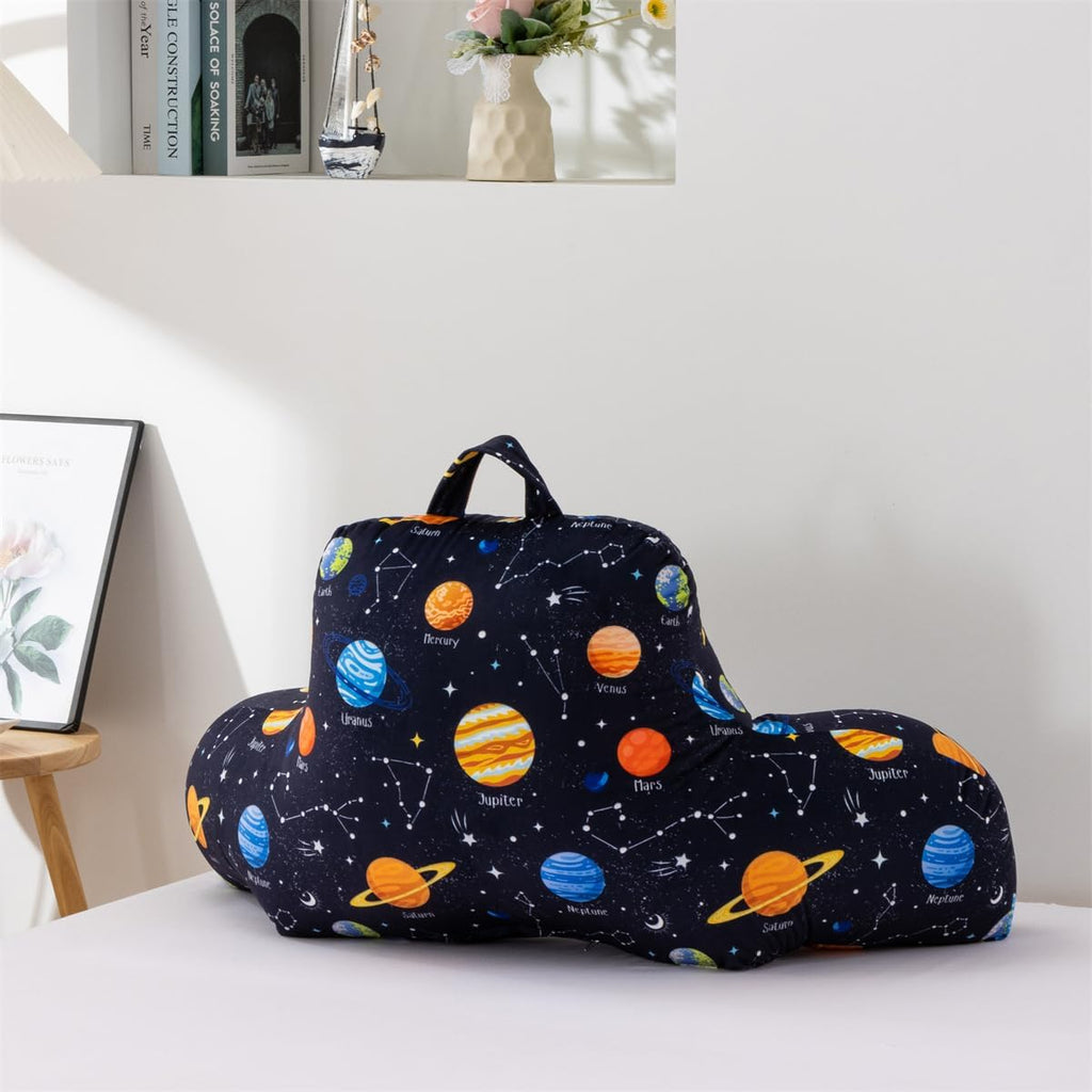 NTBED Galaxy Planet Printed Reading Pillow Bed Wedge Backrest with Arms, Couch TV Relax Bed Rest Pillow Back Support Cushion for Kids Teens Boys Girls