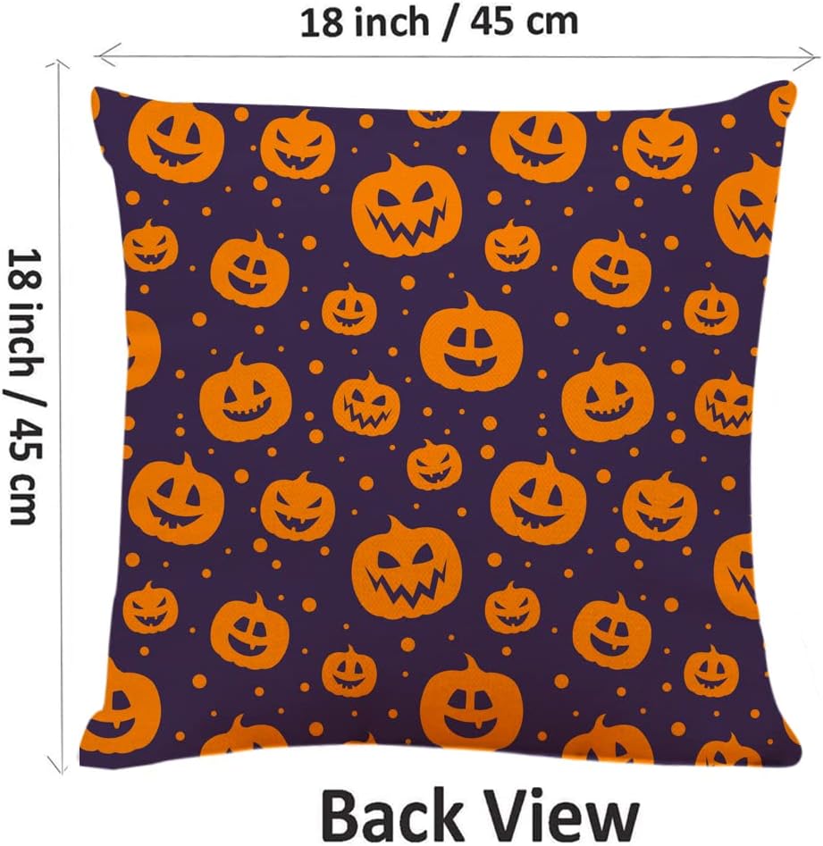 Decorative Square Throw Pillow Covers Halloween Pumpkins Couch Sofa Bed Pillow Covers Cushion Cases 18x18 inch