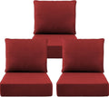 Luxury 6" Outdoor Cushions for Patio Furniture, 24x24x6" Thick Seat Cushion Set of 3, Fade Resistant Couch Chair Replacement Cushions High Density Deep Wicker Chair Cushion w/ Removable Cover, Red
