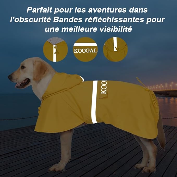 Pet Large Dog Raincoat Apparel Poncho Waterproof for Medium Large Sized for Dog Raincoat Clothes (Yellow, 5XL)