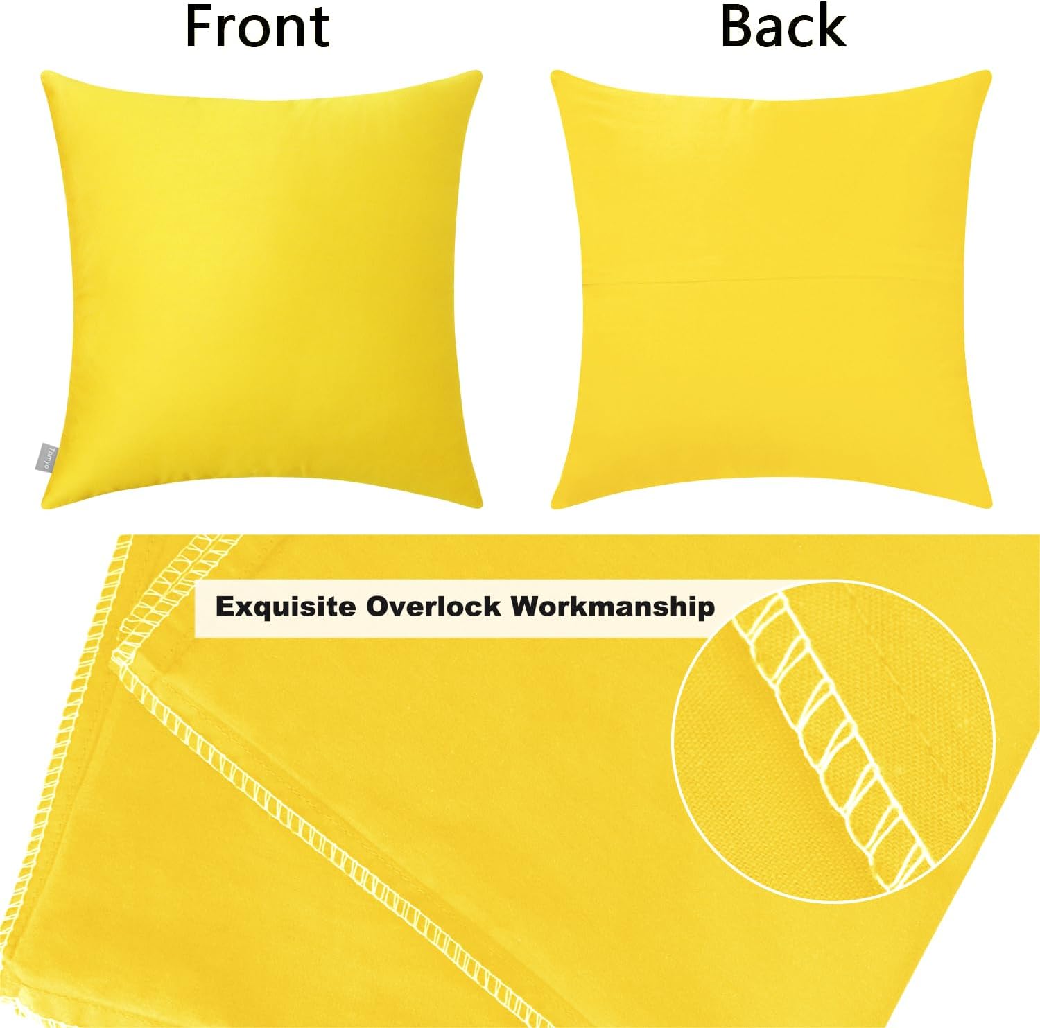 4-Pack 100% Cotton Comfortable Solid Decorative Throw Pillow Case,Thmyo Square Cushion Cover Pillowcase Sublimation Blank Pillow Covers DIY Throw Pillowcase for Sofa(18x18 inch/ 45x45cm,Lemon Yellow)