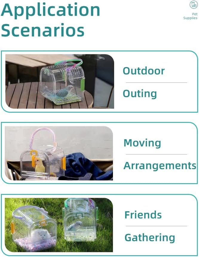 Portable Plastic Bird Cages Lightweight Waterproof Ventilated Travel Bird Cage for Pets Ideal for Outdoor Use Easy to Carry Bird Carrier Perfect for Small Birds and Budgies (Purple)