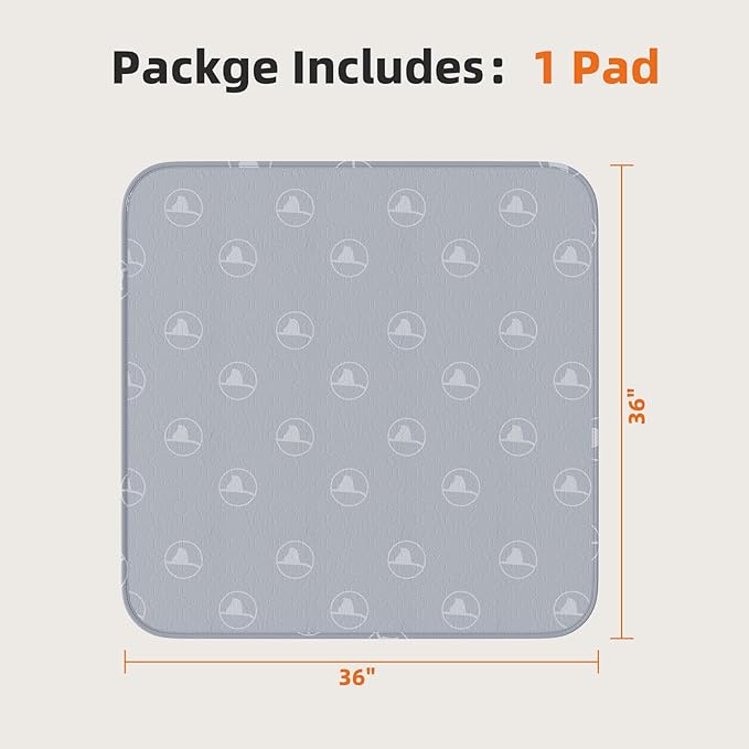 Washable Pee Pads for Dogs 1 Pack, 36" x 36" Reusable Pee Pads for Dogs, Leak-Prooft Pet Training Pads, Puppy Pads for Non-Slip, Designed for Dog Pen, Whelping Pad, Potty Training (Grey)