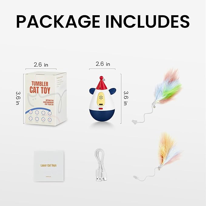 Laser Cat Toys for Indoor Cats, Automatic Interactive Cat Toy, Rechargeable 360° Auto-Spin Self-Balancing Laser Pointer with Catnip Hole & Feather, 3-Speed Random Trajectories for Bored Cats