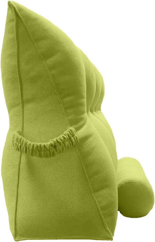 Triangular Reading Bed Rest Pillow Large Bolster Cushion Headboard Backrest Wedge Pillow with Two Detachable Roll Pillows for Neck & Lumbar Support (Lime, Queen: 59 x 8 x 20 inches)