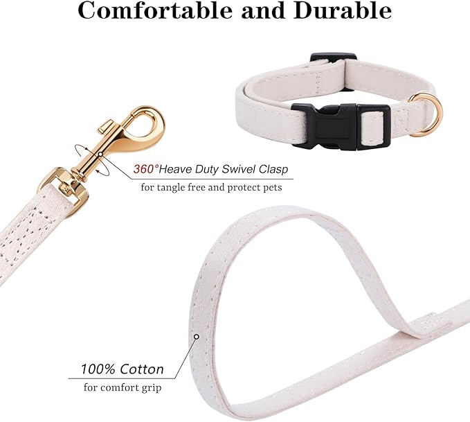 No Pull Dog Harness- Lightweight, Soft, Adjustable Small Harness Collar and Leash Set, Suitable for Cats Puppy Small and Medium-Sized Dog Outdoor Training and Running (Beige, XXS)