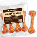 AFreschi Turkey Tendons for Dogs, USA-Sourced, Healthy Dog Treats, Rawhide-Free Puppy Chews, Long Lasting, All Natural, Hypoallergenic Dog Treats for Large Breeds, 10 oz Pack Bone (L)