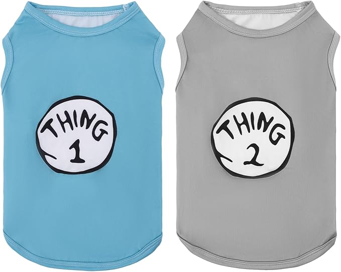 CuteBone Dog Shirts 2-Pack Soft Pet Clothes Breathable Summer Vest for Small Puppy and Stretchy Cat Apparel 2BX20M-D
