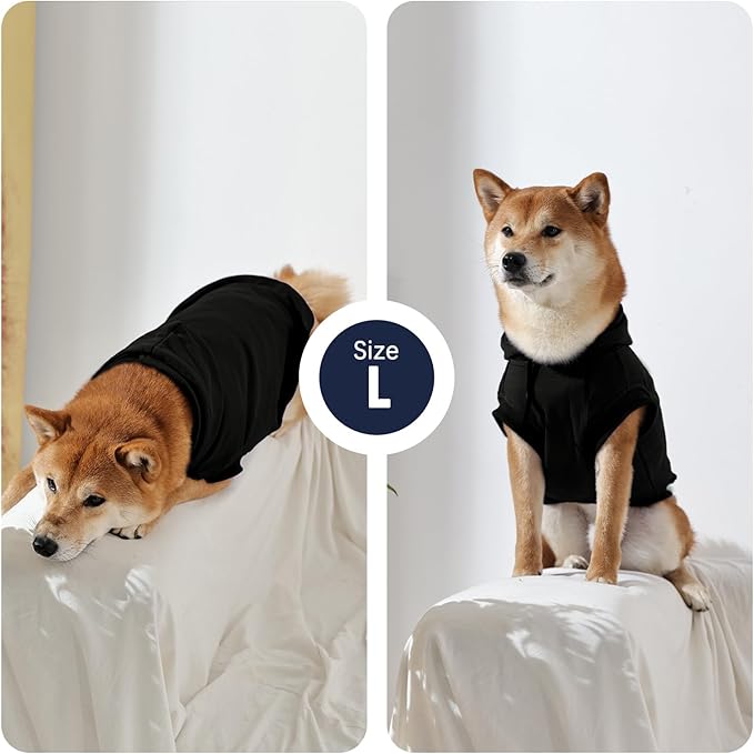 IECOii Dog Hoodie Medium Size Dog, Medium Dogs Sweater with Hood, Soft Pullover Hooded Sweatshirt for Dogs Boy and Girl Indoor & Outdoor, Machine Washable, Black, Large (No Fleece Lined)