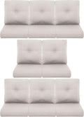 8-Piece Outdoor Patio Cushion Set - Fade & Water Resistant with Removable Olefin Cover, 22x24x4 Inch Memory Foam Cushions for Wicker Sectional Sofa – Beige/Buckle
