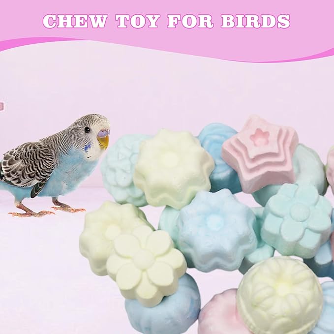 18 Pack Bird Beak Grinding Stone with Random Color and Shape, Bird Toys, Parrot Toys, Chew Toys for Budgies, Cockatiels, Lovebirds, Conures, Quakers, Parakeet, Caique, Small to Medium Bird