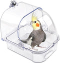 Bird Bath for Cage Transparent Bird Bathtub Hanging Portable Shower Pool No-Leakage with Stainless Steel Hooks for Small Birds Parakeet Canary Budgerigar Parrot Crested