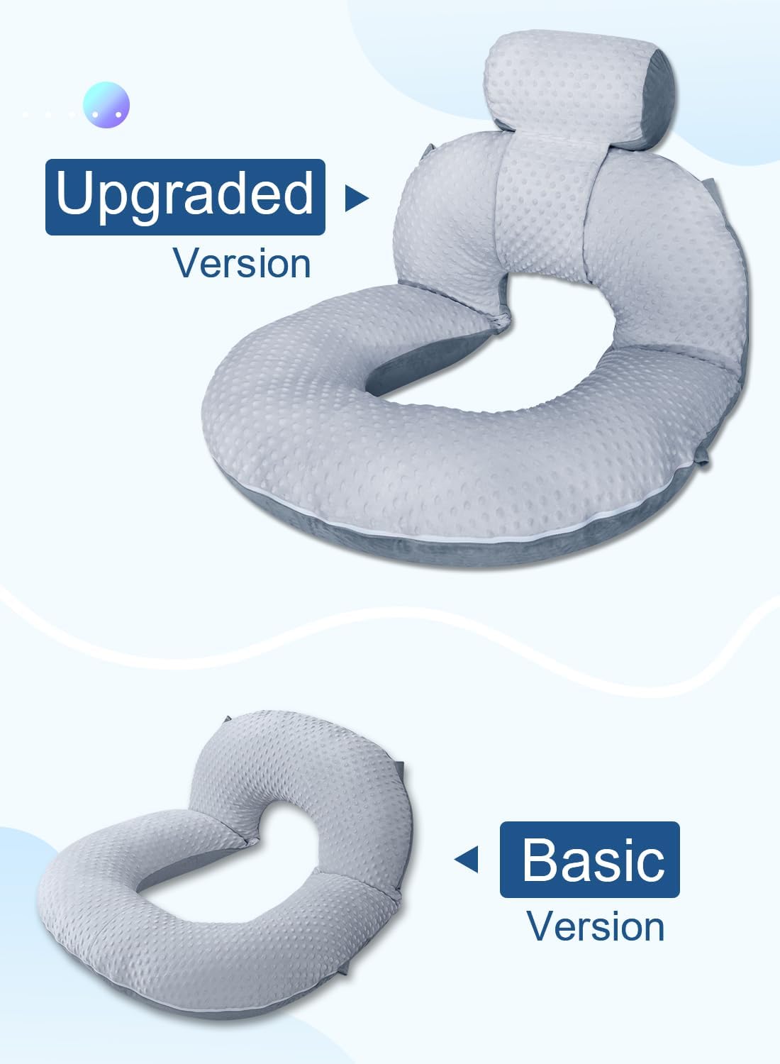 INSEN Reading Pillow, Back Pillow for Sitting in Bed and Couch, Gaming Pillow for Adults, Sit Up Support for Bed (Upgrade-Dot Velvet-Grey, Upgraded)