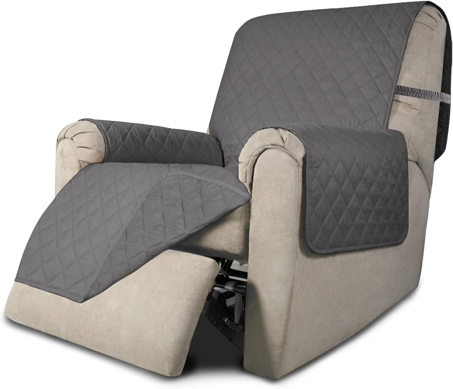 Easy-Going Recliner Chair Slipcover Reversible Sofa Cover Water Resistant Couch Cover Furniture Protector with Elastic Straps for Pets Dog (Recliner 22 inch, Gray/Gray)