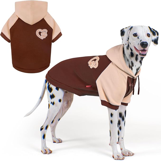 KYEESE Dog Hoodie Stretchy Pets Sweater with Leash Hole Pet Clothes with Drawstring Pets Coat for Cold Weather Warm Dog Clothes for Large Dogs Soft Pet Sweatshirt Comfort Dogs Winter Coat