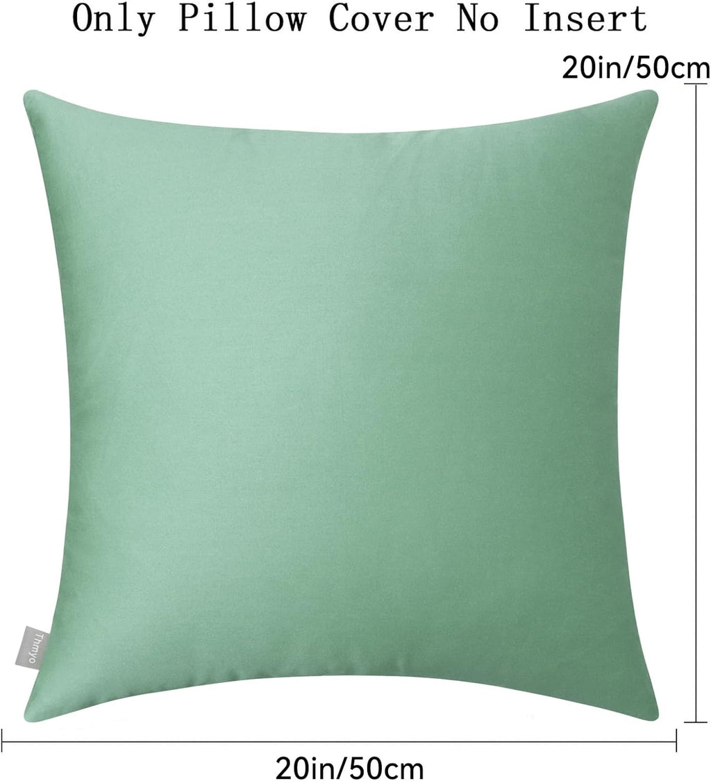 Thmyo 4-Pack 100% Cotton Comfortable Solid Decorative Throw Pillow Case, Square Cushion Cover Pillowcase Sublimation Blank Pillow Covers DIY Throw Pillowcase for Sofa(20x20 inch/ 50x50cm,Mist Green)