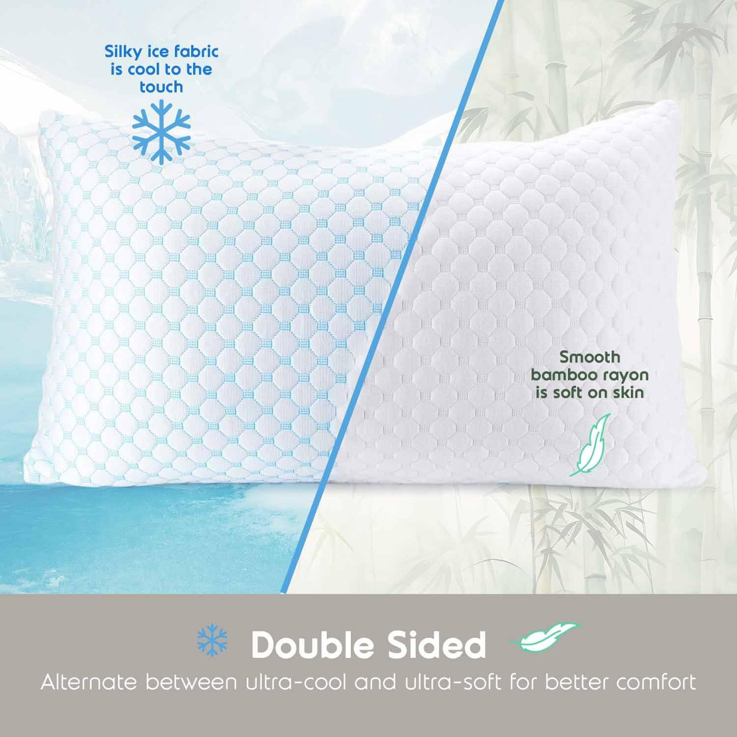 Nestl King Size Cooling Pillow for Sleeping 2 Pack, Luxury Shredded Memory Foam King Pillow Set of 2, Adjustable Cold Gel Pillows for Hot Sleepers Supportive Cool Pillow for Side Back Stomach Sleepers