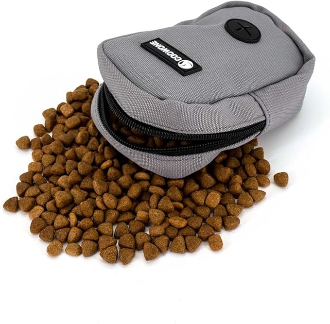 Small Treat Pouch Dog Treat Dispenser with Waste Bag Dispenser for Leash Walking, Portable, Poop Bag Holder, Hand Free, Gray
