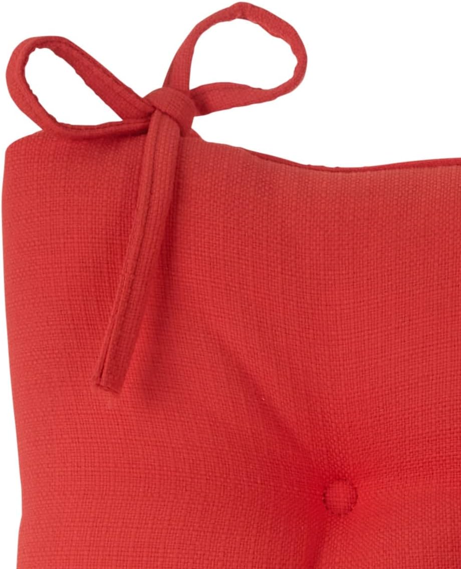 Klear Vu Omega Non-Slip Rocking Chair Cushion, Assembled in USA, Thick Tufted Design, Includes Seat Pad & Back Pillow with Ties, 17x17 Inches, 2-Piece Set, Solid Coral