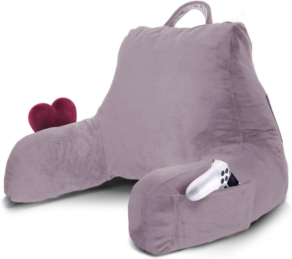 Nestl Reading Pillow for Kids & Teens with Shredded Memory Foam, Backrest Pillows for Reading, Watching, and Gaming, Use on the Couch, Bed, or Floor Adjustable Support with Washable Cover Dusty Purple